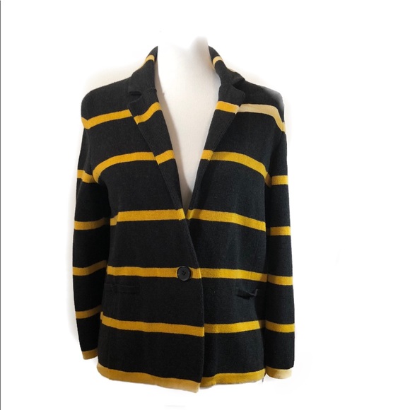 LOFT Jackets & Blazers - Loft Dark Gray and Yellow Striped Jacket